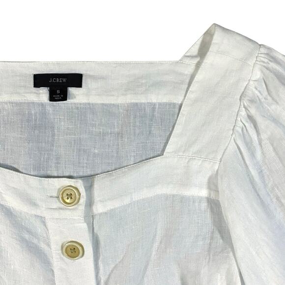 J.Crew Square Neck Button Down Balloon Sleeve Linen Top - S - Picture 3 of 4